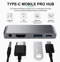 Station d'accueil USB 3.0 C 4/5 en 1, convertisseur 4K 30Hz, Ethernet, pour Switch, téléphone, ordinateur, iPad, en alliage d'aluminium, en stock