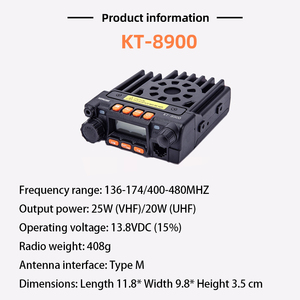 Transceptor HF KT-8900 de 25W Portátil para Radioaficionado 50KM con Mini Base Móvil para Coche Intercomunicador Inalámbrico de Dos Vías VHF UHF para Vehículos - Product Image 3