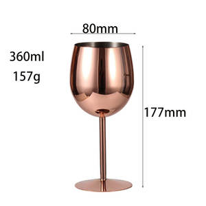Verre à vin rouge de luxe en acier inoxydable incassable plaqué or cuivre coloré personnalisé de 12 oz pour mariage et fête - Product Image 3