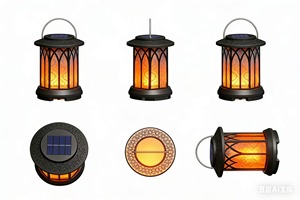Linterna Solar para Ramadán, Lámpara LED Impermeable IP65 con Control Automático de Luz, Llama Parpadeante, para Jardín, Patio, Eid Mubarak, ABS+PP - Product Image 2