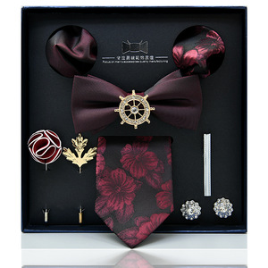 Mais novo Design Fábrica Venda 7.5 cm Bow Tie Lenço Bolso Quadrados Cufflink Set Broche Pin Clipe Gravata Caixa Desempenho - Product Image 2