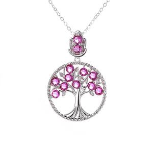 Unisex joyería fina rodio plateado 925 plata esterlina elegante judaísmo árbol Cabala Kabala colgante collar rosa púrpura bodas - Product Image 6