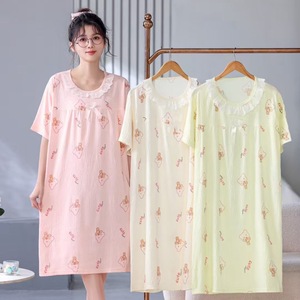 Camicia da notte da donna in cotone Soft Air comodi pigiami larghi Casual taglie forti primavera manica corta pigiami all'ingrosso in <span class=keywords><strong>pizzo</strong></span> - Product Image 4