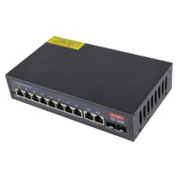 Saklar jaringan Poe 8 port 135w Full Gigabit 1000Mbps dengan 2 RJ45 dan 2 port SFP Uplink