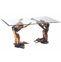 Statue de fille en métal d'art moderne, statue de femme nue en bronze, sculpture de table sexy, jambe nue en bronze, sculpture de femme nue, table basse