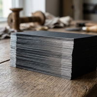 Tarjetas de Agradecimiento para Joyería, Personalizadas, de Cartulina Negra de 500 g/m², con Bordes Plateados, Relieve Ciego y Detalles en Lámina Metálica