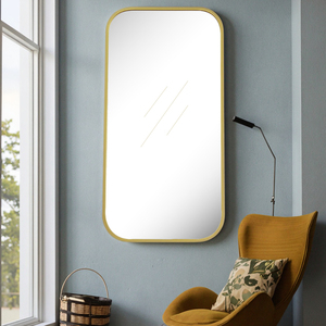 Arte contemporanea Deco <span class=keywords><strong>parete</strong></span> oro spazzolato alluminio <span class=keywords><strong>specchio</strong></span> stretta cornice <span class=keywords><strong>per</strong></span> soggiorno bagno o <span class=keywords><strong>ingresso</strong></span> <span class=keywords><strong>ingresso</strong></span> - Product Image 1