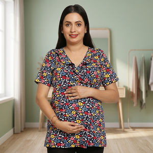 Diseñador Casual Lactancia Madre Envoltura Top Cuello con volantes Estilo Maternidad Ocasiones fabricante empresa - Product Image 4