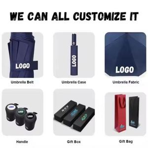 Promo Business Gift Collapsible Premium Pongee Modern Luxury Travel Fully <b>Automatic</b> Open Compact Folding <b>Umbrella</b> Logo - Product Image 3