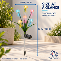 Lampes solaires de jardin en forme de méduse, 6 têtes, multicolores, thème végétal, lampes décoratives d'extérieur pour jardin, allée, patio, fleurs