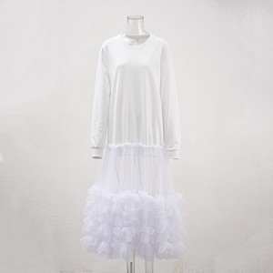 New Unique Casual Solid Color Sexy <strong>SweatShirt</strong> Patchwork Mesh Ruffle Puffer Long Maxi Pleated Party Casual <strong>Dresses</strong> <strong>Women</strong> Ladies - Product Image 4