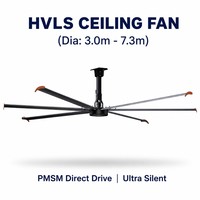 Ventilador de Techo Grande FJDIAMOND de 24 pies (7.3m) HVLS con Motor PMSM IE5 de Accionamiento Directo sin Engranajes para Estadios Deportivos, Canchas de Baloncesto y Gimnasios