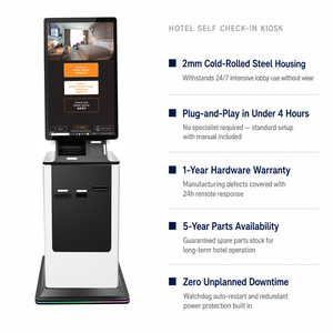 Kommerzieller Hotel-Selbstbedienungs-Check-in-Kiosk mit Passleser, RFID-Schlüsselkarten-Ausgabe, <span class=keywords><strong>Opera</strong></span> OHIP PMS-Kompatibel, OEM - Product Image 2
