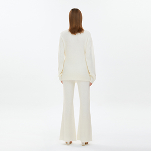 OEM maglione da donna Set due pezzi <span class=keywords><strong>Cardigan</strong></span> oversize in tessuto <span class=keywords><strong>a</strong></span> coste ricamato con maniche lunghe tinta unita - Product Image 6
