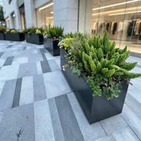 Pot Bunga Persegi Panjang Stainless Steel untuk Dekorasi Rumah Dalam & Luar Ruangan, Ramah Lingkungan, Galvanis, Gaya Art Deco, untuk Balkon & Taman
