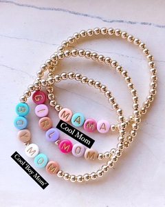 Bracelet personnalisé avec perles de lettres, plaqué or et perles colorées, bracelet à nom personnalisé, bijoux, cadeau <span class=keywords><strong>MAMA</strong></span> - Product Image 3