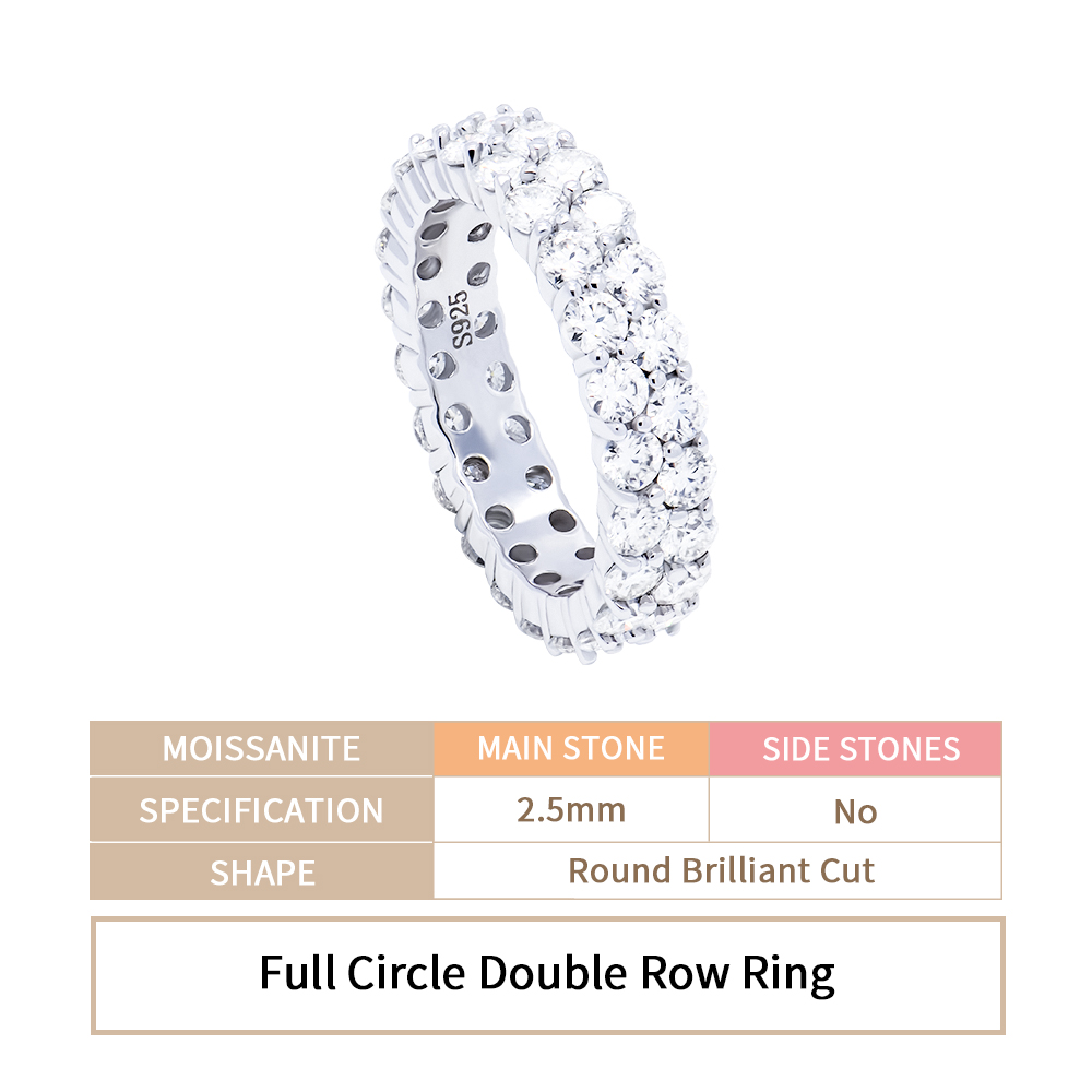 bague double rang cercle complet couleur argent
