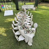 Table de banquet de mariage de luxe LEDA, blanche, durable, en acier inoxydable, avec plateau miroir, en forme de S, pour événements, salles de réception et décoration