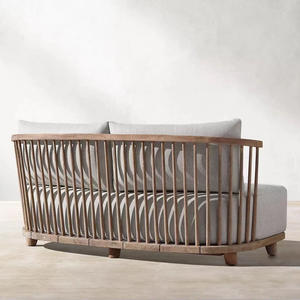 Conjunto de Sofás de Teca para Exteriores en Forma de U, Muebles de Jardín Modernos, Resistentes al Agua, a la Intemperie y a la Corrosión, Madera para Patio - Product Image 2