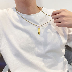 Collares con Colgante de Jesús <span class=keywords><strong>Cristo</strong></span> en Forma de Bala, de Acero Inoxidable Chapado en Oro, Joyería Religiosa para Hombre - Product Image 3