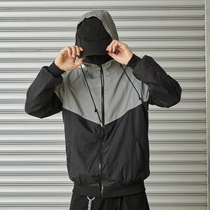 Custom <b>Reflective</b> Windbreaker <b>Jacket</b> Hi-Vis Night Glow Patchwork Techwear Streetwear <b>Men</b> Hooded Track <b>Jacket</b> for Brand - Product Image 6