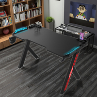 Usine en gros 120cm noir ergonomique PC bureau d'ordinateur en Fiber de carbone ESports nouveau bureau de jeu avec porte-gobelet LED matériau métallique