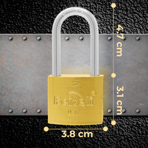 กุญแจเหล็กเฟอเทลี ขนาด 38 มม. แบบห่วงยาว สีทอง - Product Image 3