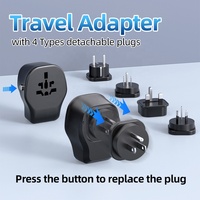 Adaptateur de voyage universel tout-en-un Worldplug certifié CE/UKCA avec 4 prises détachables, chargeur pour une utilisation mondiale, écouteurs, ordinateur portable