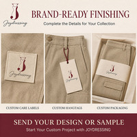 Pantalon cargo femme taille haute en coton et lin avec poches à rabat, coupe droite, décontracté, personnalisé par l'usine Joydressing, OEM ODM
