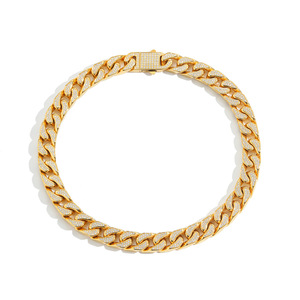 สร้อยคอฮิปฮอปสไตล์คิวบาสำหรับผู้ชาย ประดับเพชรซิร์คอน สร้อยคอแฟชั่นทันสมัย ตัวล็อคแบบสปริง สร้อยคอสแตนเลส แทนจิง - Product Image 4