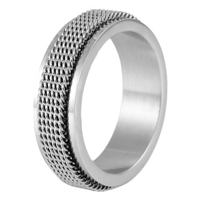 yunnique Fashionable Rotatable Mesh Woven <b>Ring</b> Steel Color Unisex Jewelry Gift Geometric Design FY23023 - Product Image 5