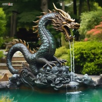 Étang de jardin extérieur prochain décor laiton sculpter Dragon chinois Statue classique grand Bronze Loong Sculpture cascade d'eau fontaine