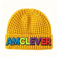 AMCLEVER 2026 Bonnet en tricot gaufré avec perles, couleur macaron, chaud, à cache-oreilles, respirant, décontracté, pour l'hiver, logo personnalisé OEM