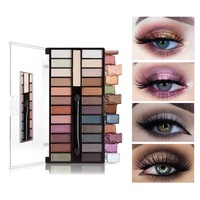 Palette de fards à paupières 24 couleurs, marque privée, waterproof, pour peaux foncées, 110g, effet métallique, pailleté, nacré, longue tenue