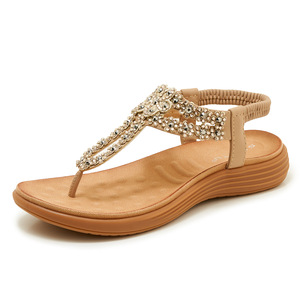 Sandalias Planas Casuales de Verano para Mujer, Elegantes y Cómodas, Zapatos de Exterior para Dama con Correa Elástica de Cuentas <span class=keywords><strong>en</strong></span> el Tobillo - Product Image 4