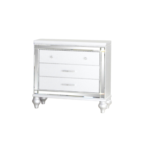 Mesita de Noche Moderna con Espejo, Madera Blanca, Cómoda de 3 Cajones, Muebles para Dormitorio - Product Image 3
