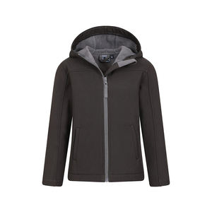 <span class=keywords><strong>Veste</strong></span> Softshell élégante pour garçon CONMR 2025 avec capuche fixe et poches utilitaires zippées, doublée de polaire chaude pour la vie quotidienne - Product Image 4
