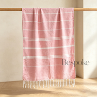 Serviette de plage turque Peshtemal à franges rayées en coton 100% avec logo personnalisé, séchage rapide, Hammam Fouta, serviette de bain, serviette de voyage