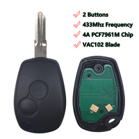 Télécommande de remplacement pour Renault, 2 boutons, 433 MHz, puce 4A PCF7961M, lame de clé VAC102