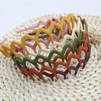 Serre-tête en plastique avec insert givré, simple, large, géométrique, couleur bonbon, Diademas, serre-tête simple large géométrique en résine