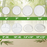Assiettes jetables en bagasse de canne à sucre, sans PFAS, biodégradables, compostables, super rigides, de 6 à 10 pouces, pour fêtes et restaurants