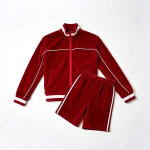 Custom Autumn <strong>Men's</strong> Retro <strong>Velvet</strong> Sportswear Set Plus Size Breathable Lightweight Anti-Bacterial Ribbed Cuffs Streetwear ODM OEM - Product Image 1