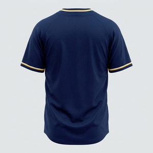 Maillot de baseball pour homme de qualité supérieure, bleu marine, à blocs de couleur, respirant, à manches courtes, boutonné, uniforme de softball - Product Image 2