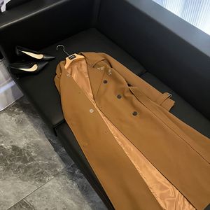 Lady Quality Fall Winter Overcoat Broderie Perles Dragonfly Long Sleeve Double-breasted Solid Long Coat With Belt for Women - Product Image 4