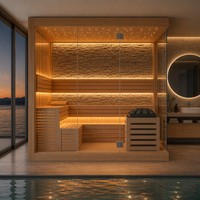Cabine de sauna traditionnelle d'intérieur en bois massif de pruche canadienne pour 4-5 personnes, sauna sec familial, vente en gros directe usine