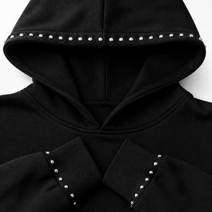 Men <b>Black</b> Zip-Up <b>Hoodie</b> with BILLIONCN Graphic Print Stud Embellishments Oversized Streetwear Fit - Product Image 5