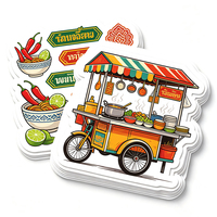 Autocollants Street Food en Vinyle PVC Blanc pour Stand de Restauration, Chariot Alimentaire, Bol, Piment, Graphiques Brillants, Imperméables, Résistants à l'Usure, Découpés à la Forme