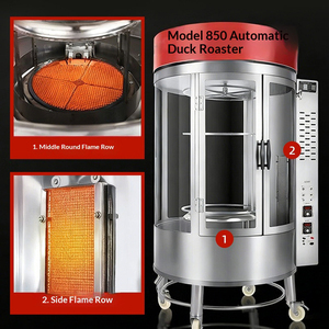 Commercial Fully Automatic Stainless Steel Roaster Rotary Dual-Fuel (Gas/Charcoal/Electric) Powered Model 850 <b>Oven</b> Automatic Rot - Product Image 2