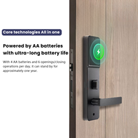 Cerradura de Puerta de Hotel Integral con Tarjeta de Desbloqueo, Sistema de Seguridad Inteligente con Software de Gestión Hotelera, Cerradura de Hotel Inteligente Negra con Llave