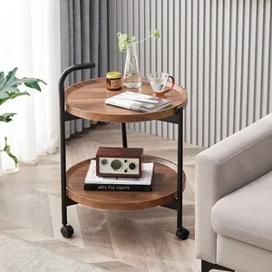 <span class=keywords><strong>Tavolino</strong></span> da Caffè Moderno Minimalista a Doppio Strato <span class=keywords><strong>con</strong></span> Ruote, Piano <span class=keywords><strong>in</strong></span> <span class=keywords><strong>Legno</strong></span> e Struttura <span class=keywords><strong>in</strong></span> Acciaio, Arredamento per Soggiorno, Hotel e B&B - Product Image 1